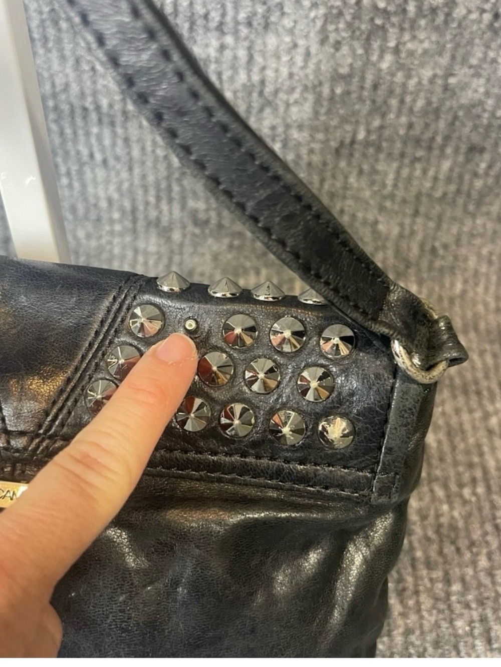 Rebecca Minkoff Black Studded Leather Crossbody Bag - Picture 5 of 6